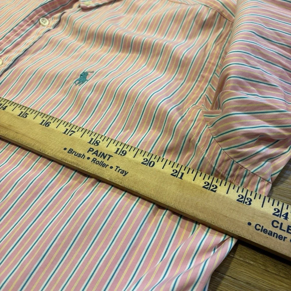 Polo Ralph Lauren Classic Fit MENS LARGE Button Up Shirt Pony Pink Blue Stripes
